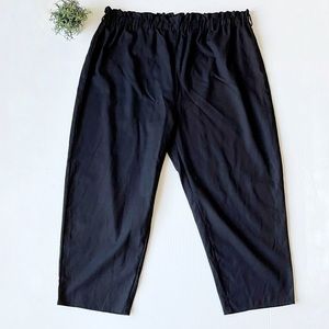 Shein Linen Blend Black Elastic Waist Pull On Pants